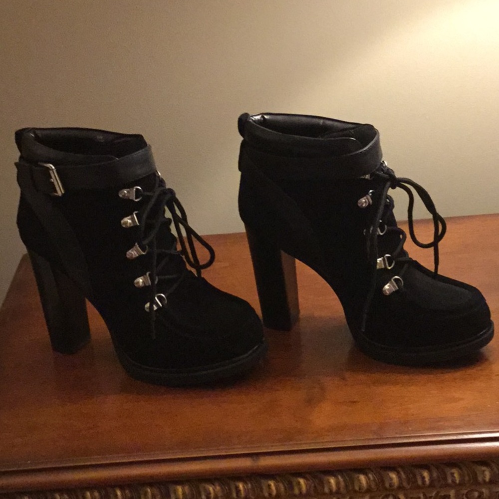 Nine West Black Suede High Heel Booties